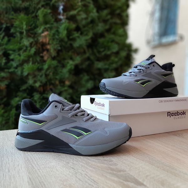 Reebok Nano X2 Fleece Light Gray Black сірі з салатовим  922783131390 фото