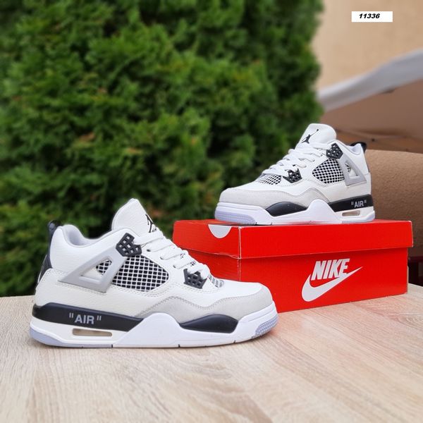 Nike AIR Jordan 4 високі білі з сірим  845728120915 фото