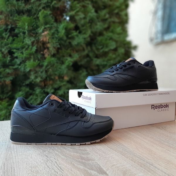 Reebok Classic Leather чорні на бежевій  923100131431 фото