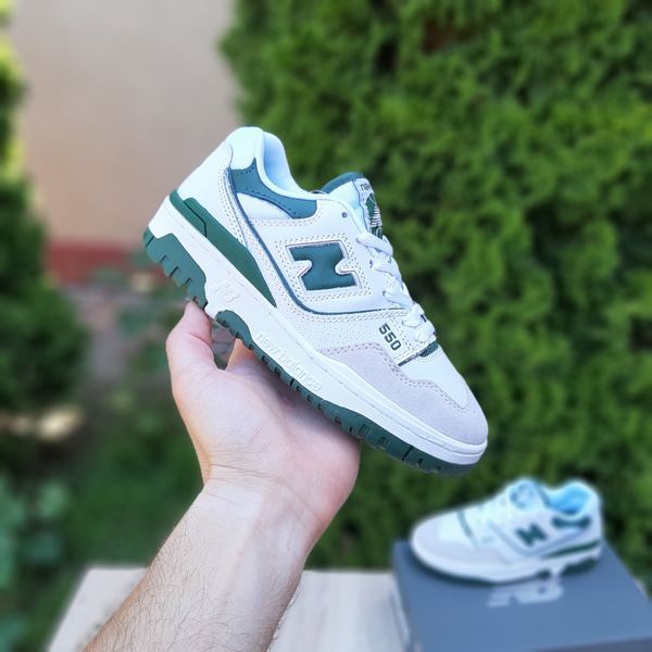 New Balance 550 білі з зеленим  794618113988 фото