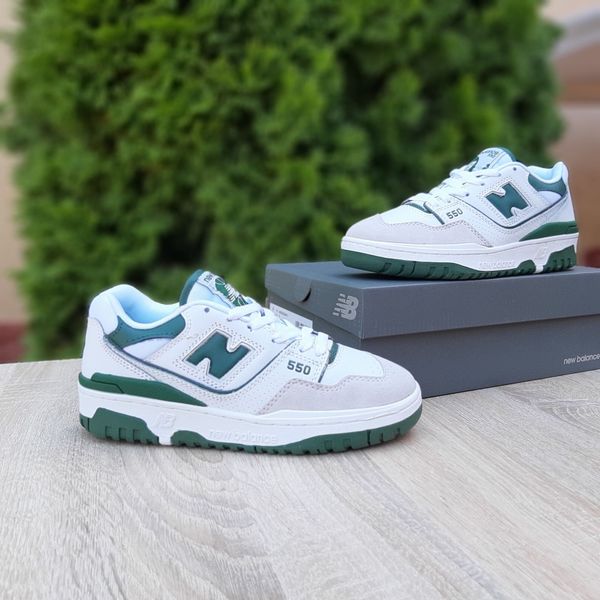 New Balance 550 білі з зеленим  794618113988 фото