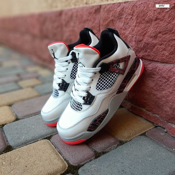 Nike Air Jordan 4 Білі з чорним та червоним 58592880860 фото